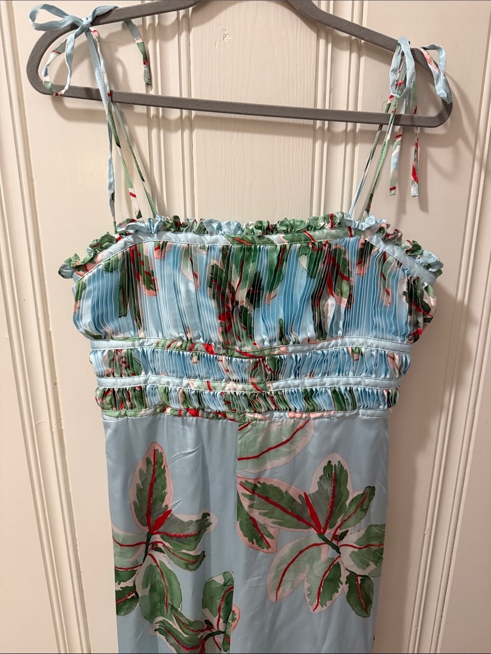 NWT Anthropologie Hutch Ruched Jumpsuit Size 4P Tropical Beach Boho Wide Leg - Picture 6 of 11